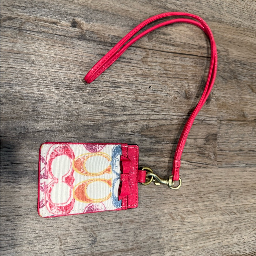 Coach Pink and Gold Wristlet Card Holder